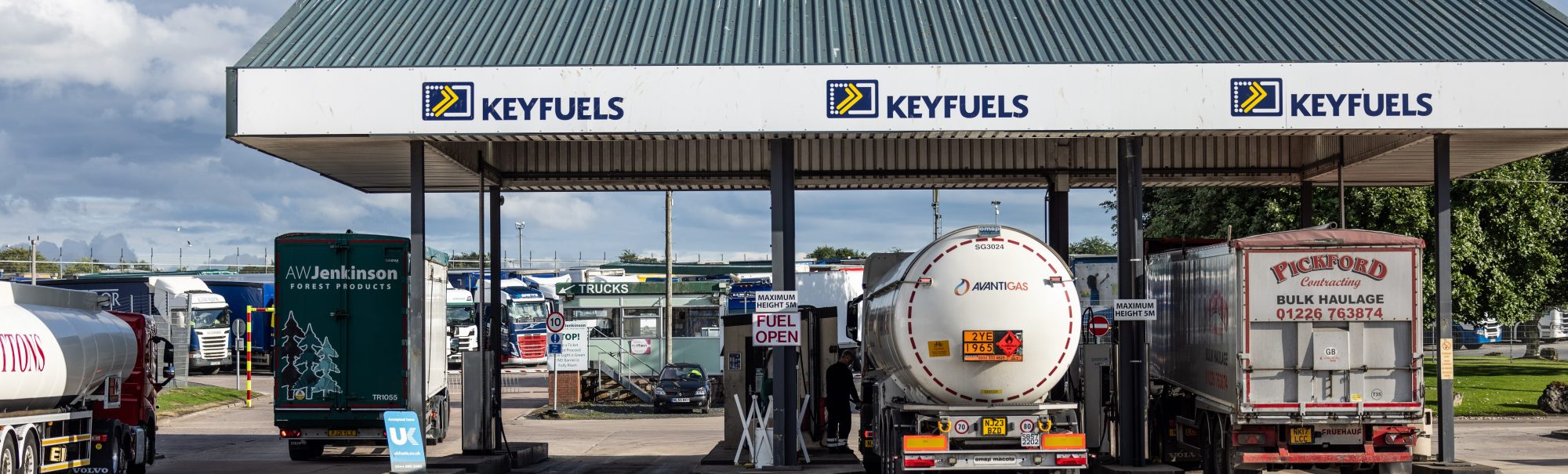 Lorries fueling up at AWJ Penrith Truckstop